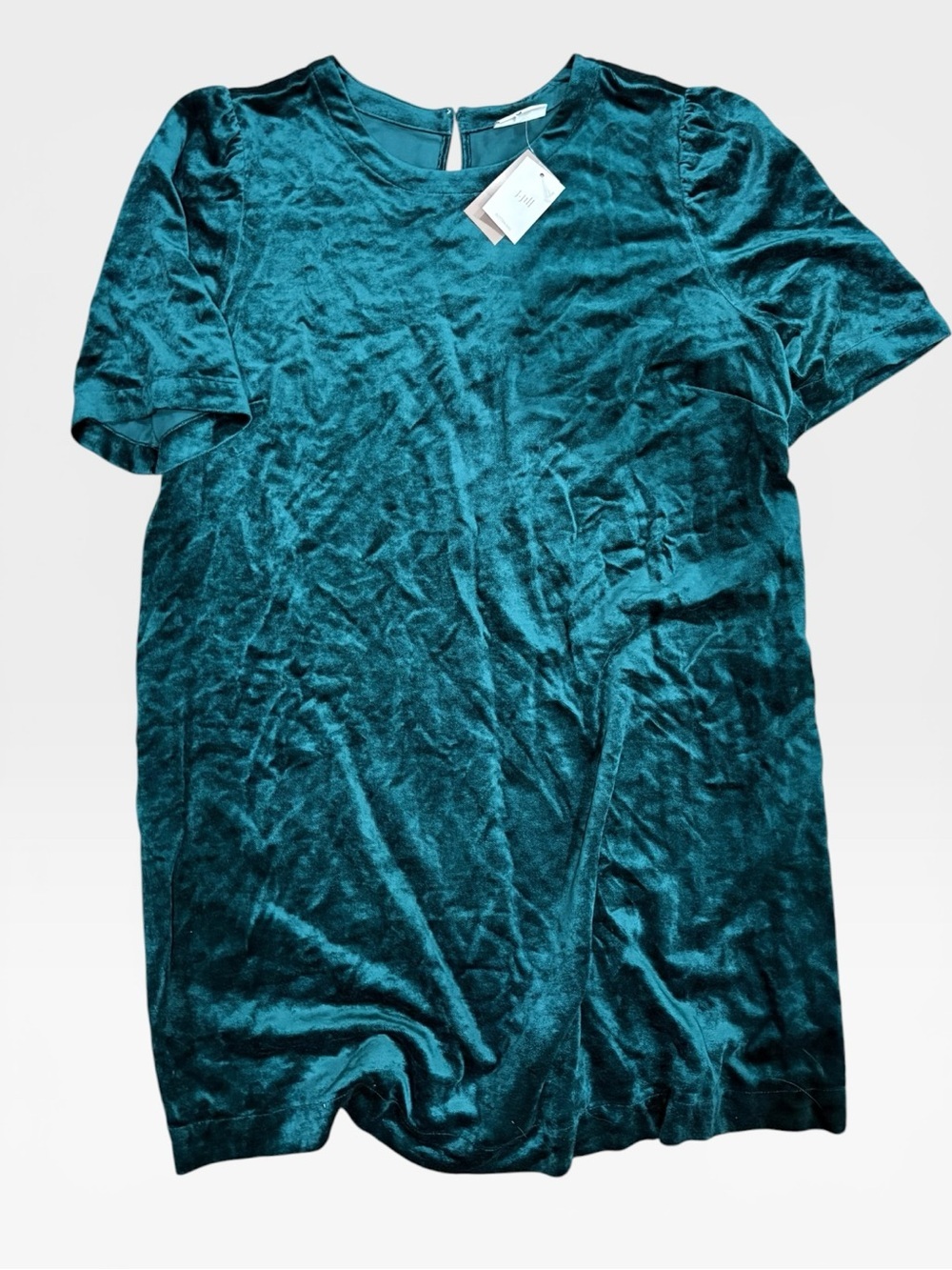 J. Jill Velvet Short Sleeve Shift Dress in Emerald Green Size LP